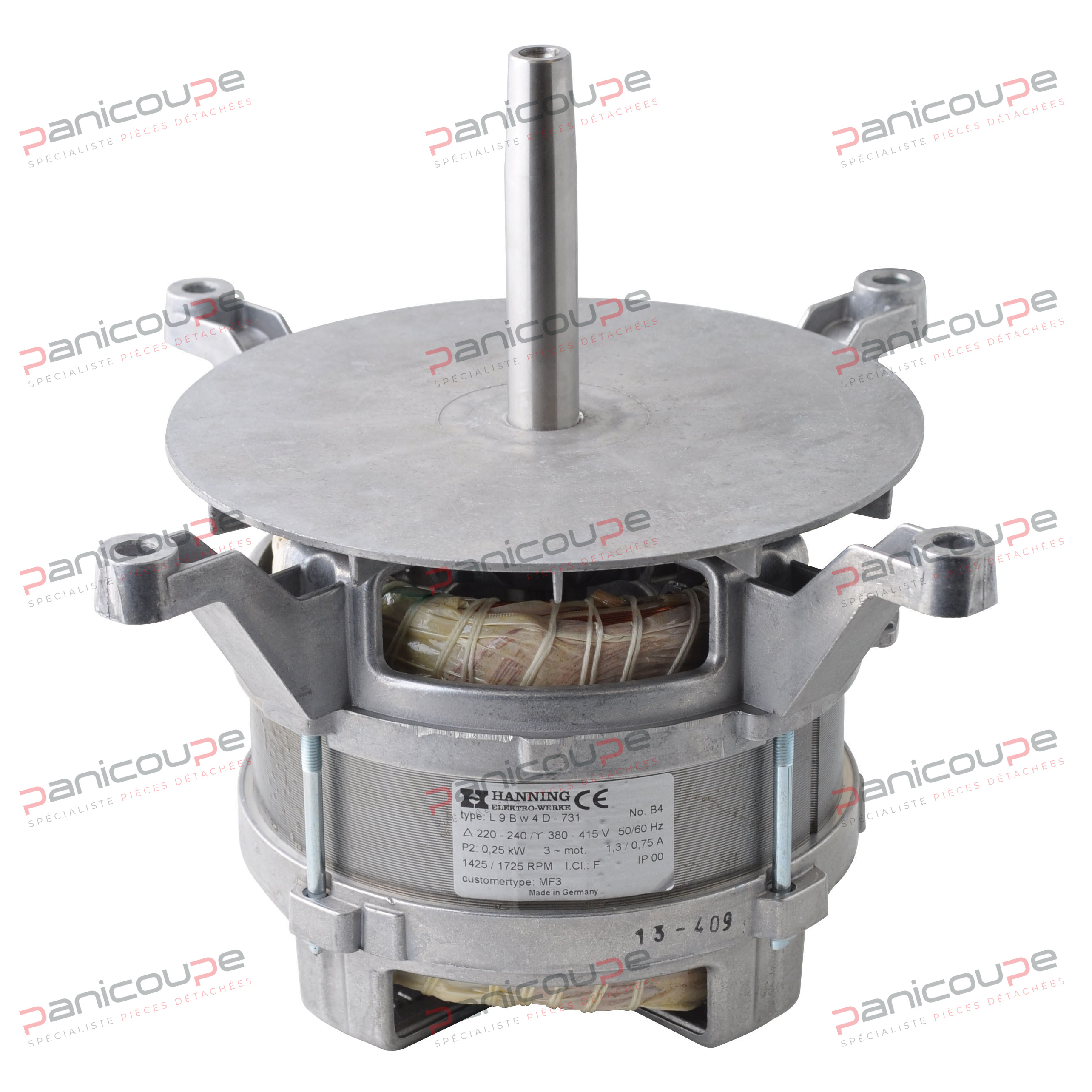 Three-phase turbine motor adaptable to Batinox* Tibiletti* IBT* ventilated ovens. Technical specifications: Three-phase power supply 220-240 V/380-415 V - 50/60 Hz. Power 250 W - speed 1425/1725 rpm, reversible rotation - IP00. Bearings lubricated with high-temperature grease. Motor wired with a 9-pin connector. BATINOX* TIBILETTI* IBT* VENTILATED OVEN MOTOR product photo