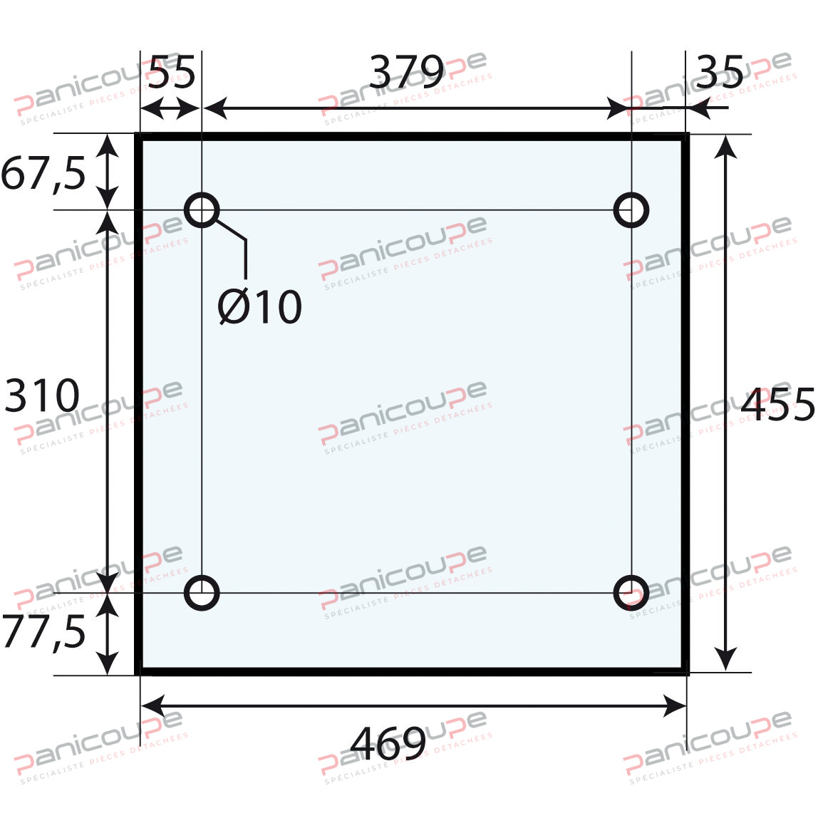 GLASS 455 X 469 X 5 MM - VF203 product photo