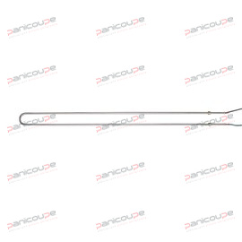 230V - 10.2mm diameter stainless steel tube. U-shaped connector with M16 x 150 brass end caps. Connections made with 1m long high-temperature cables and 30mm reinforcements. PANICOUPE heating element compatible with Bongard* electric rotary ovens.<BR/>Power 3000W RESISTANCE FOR ROTARY KILN product photo