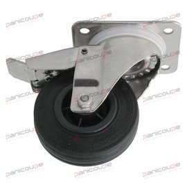 ROULETTE CAOUTCHOUC PIVOTANTE FREIN CHAPE INOX product photo