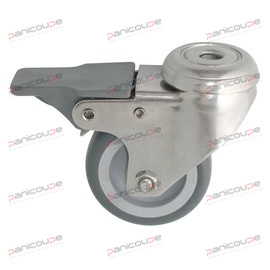 LOW-HEIGHT SWIVEL CASTOR WITH BRAKE STAINLESS STEEL CLEVIS product photo